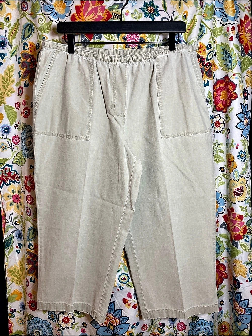 Vintage L.L.Bean Classic Fit Cotton Pants in Beige Size Large Petite LP
